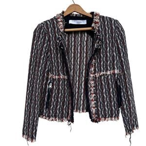 IRO Paris Inland Tweed Stripe Frayed Cotton Jacket Size 40